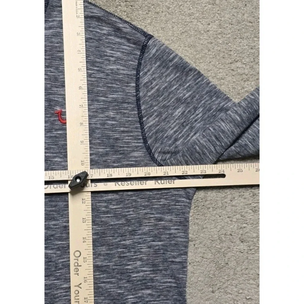 True Religion Heathered‎ Blue Henley Hoodie Jacket Mens Large Lightweight EUC